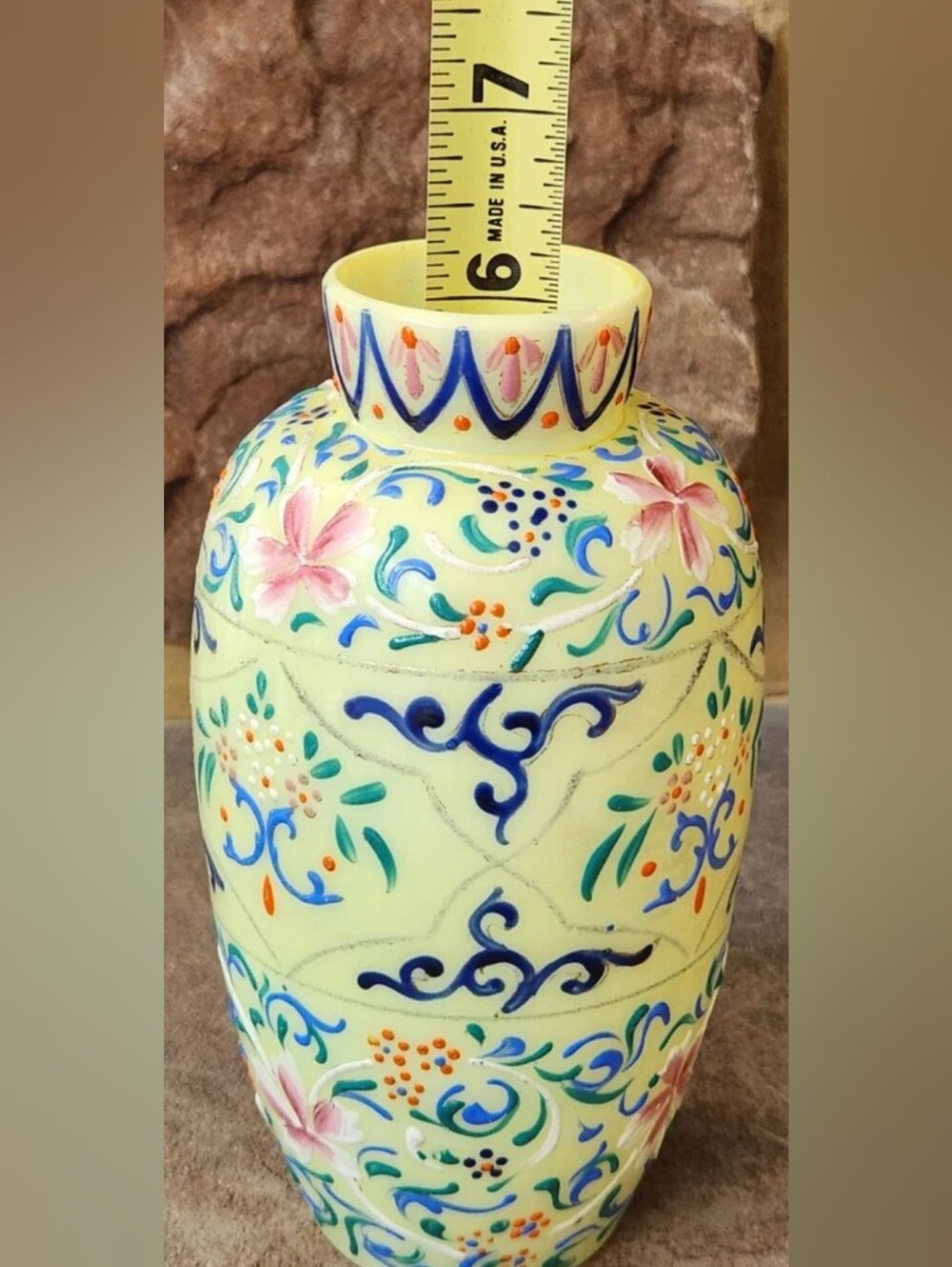Antique 1800's Thomas Webb 6" Vase Moroccan Tapestry Hand Painted Opaline Glass - Picture 12 of 16